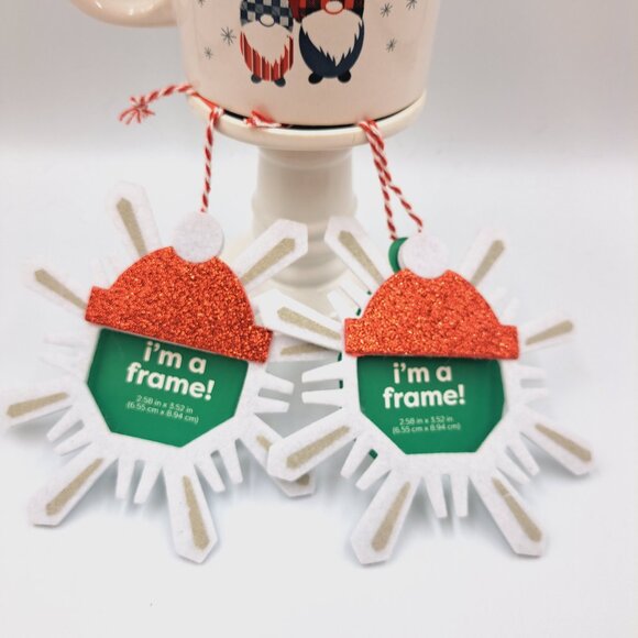 Winter Snowflake Picture Frame Set of 2 & Gnome Tea Coffee Mug Christmas Holiday - Picture 3 of 9